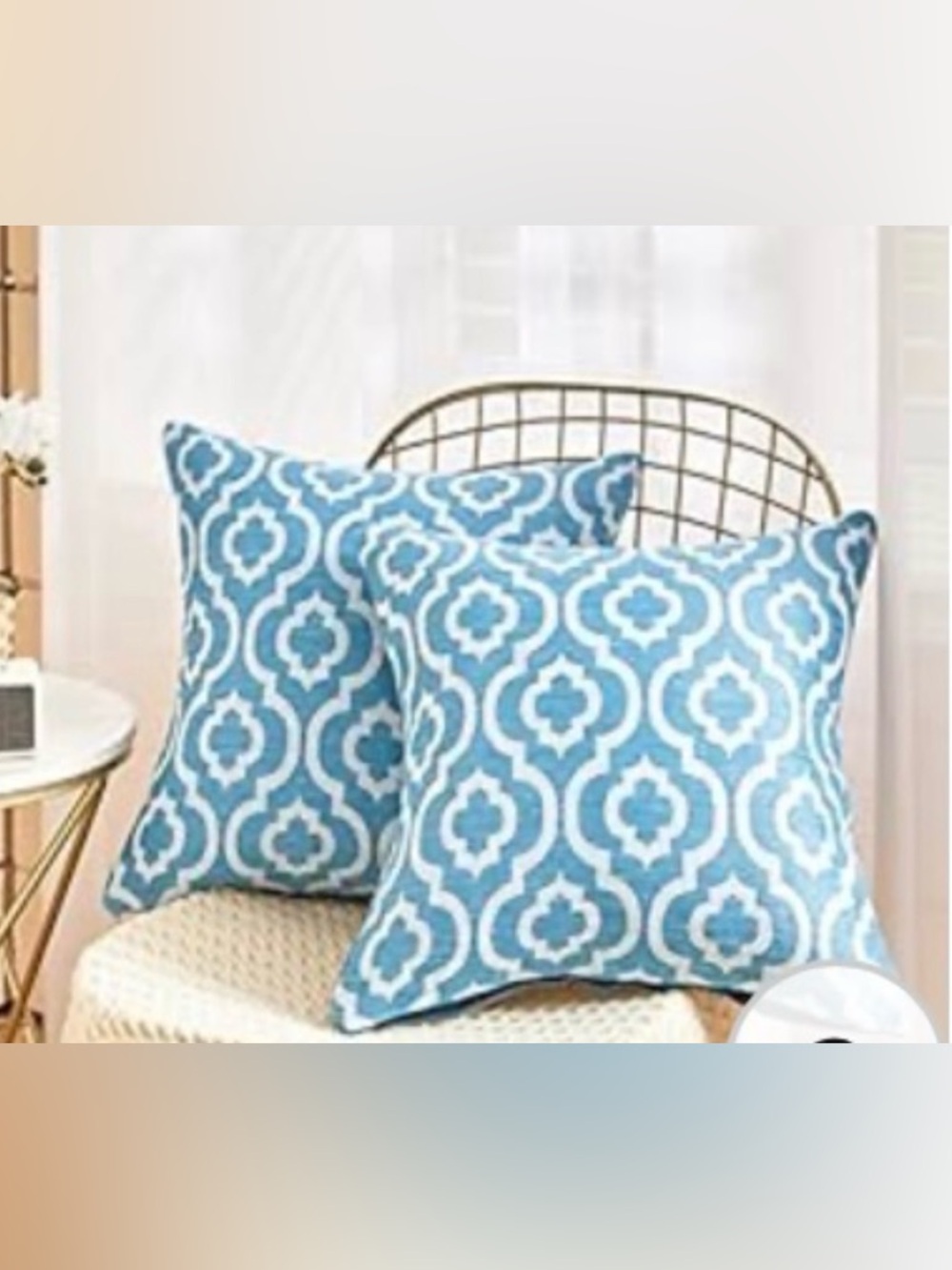 NEW Set of 2 Blue & White Trellis Tapestry Pillow Covers - 18”x18” - Covers Only